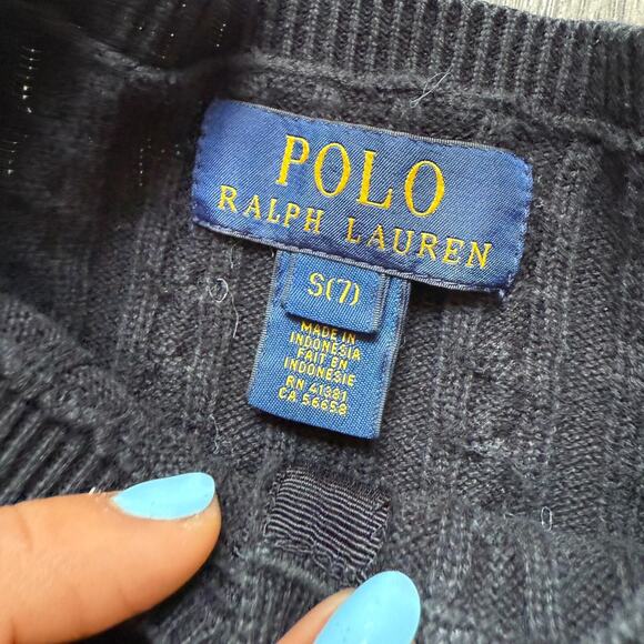 Polo Ralph Lauren Girl's Mini-Cable Cotton Cardigan Black S 7 - Picture 4 of 9